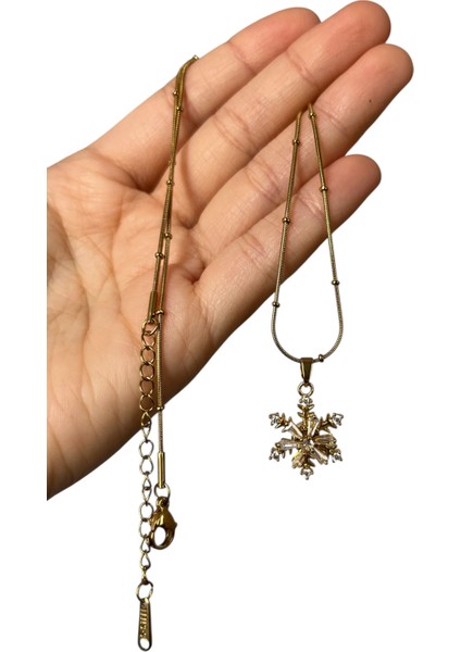 316L Paslanmaz Çelik Kadın Kolye Dönen Uç Gold Renk Kar Tanesi Taşlı Şık ve Zarif Çelik Kolyegold Kolye, Çelik Kolye, 316L Çelik Kolye, Kadın Kolye, Altın Renk Kolye, Taşlı Kolye, Kar Tanesi Kolye fiyatları