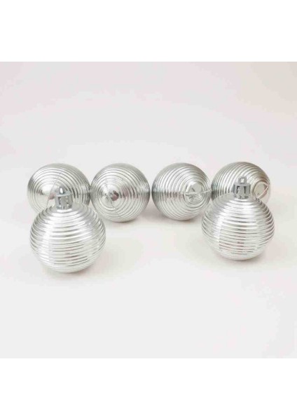 Yılbaşı Süs Topları 5 cm 6 Ad Gümüş Çizgili modelleri