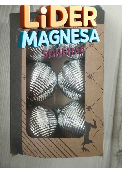Yılbaşı Süs Topları 5 cm 6 Ad Gümüş Çizgili fırsatları