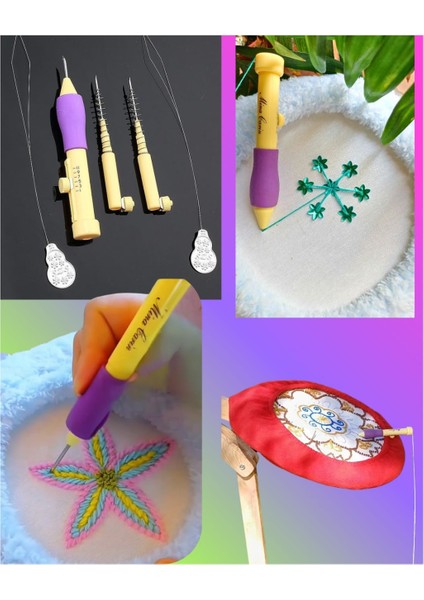 Punch Mina Carin Orjinal Iğne Seti/3 Farklı Iğne ve 2 Adet Iplik Geçirme Aparatı modelleri