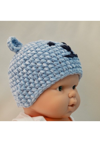 Ayıcık Mavi Tığ Işi Bebek Bere-Patik Takım modelleri