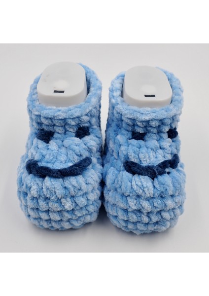 Ayıcık Mavi Tığ Işi Bebek Bere-Patik Takım indirimleri