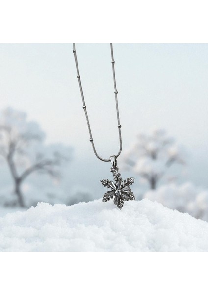 316L Paslanmaz Çelik Kadın Kolye Dönen Uç Gümüş Renk Kar Tanesi Taşlı Kolye Şık Zarif Çelik Kolye 316L Çelik Kolye Kadın Çelik Kolye Gümüş Renk Kolye Taşlı Kolye Zarif Kolye Takı Hediye Kolye