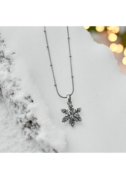 316L Paslanmaz Çelik Kadın Kolye Dönen Uç Gümüş Renk Kar Tanesi Taşlı Kolye Şık Zarif Çelik Kolye 316L Çelik Kolye Kadın Çelik Kolye Gümüş Renk Kolye Taşlı Kolye Zarif Kolye Takı Hediye Kolye modelleri