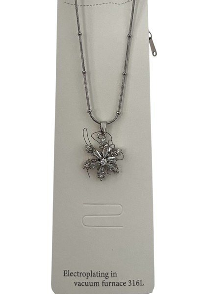 316L Paslanmaz Çelik Kadın Kolye Dönen Uç Gümüş Renk Kar Tanesi Taşlı Kolye Şık Zarif Çelik Kolye 316L Çelik Kolye Kadın Çelik Kolye Gümüş Renk Kolye Taşlı Kolye Zarif Kolye Takı Hediye Kolye