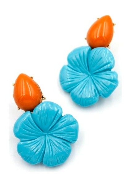 Çiçek Küpe - Turkuaz