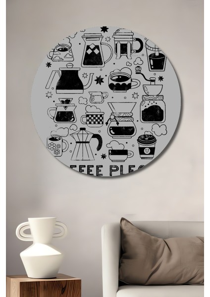 Kahve Temalı Dekoratif Ahşap Mdf Ev/işyeri Duvar Tablo Yuvarlak Ev/işyeri Duvar Tablo