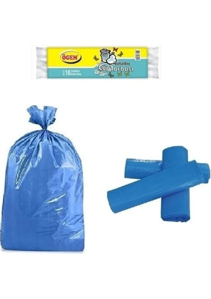 Battal Boy Çöp Torbası 75 x 90 cm 10 Lu Rulo x 1 Paket = 10 Adet (Mavi)