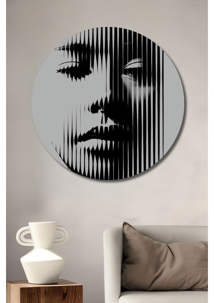 Göz Alıcı Soyut Çizgiler Ahşap Mdf Dekoratif Ev/işyeri Duvar Tablo Yuvarlak Ev/işyeri Duvar Tablo