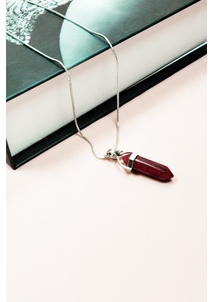 Yakut Doğal Taşı Zincirli El Yapımı Tasarımlı Kolye Uç: 3,5 cm Zincir: 20 cm Kutulu modelleri