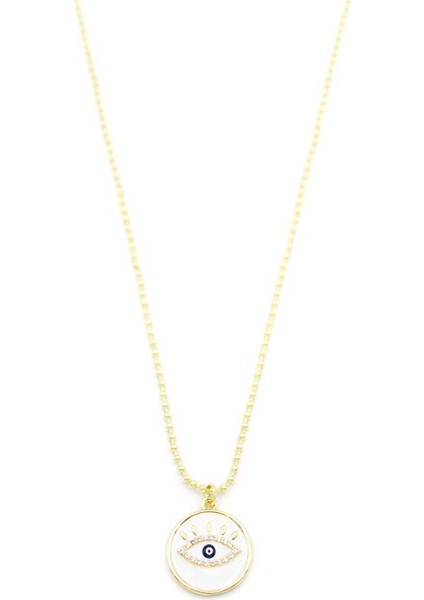 Mineli Göz Kolye - Beyaz