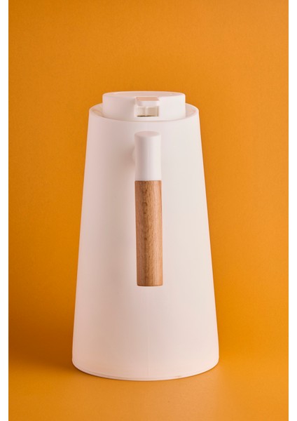 Aster Nordic Bambu Saplı Cam Vakumlu Termos 1000 ml Beyaz fırsatları