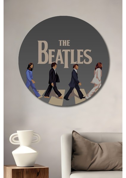 The Beatles Abbey Road Ahşap Mdf Dekoratif Ev/işyeri Duvar Tablo Yuvarlak Ev/işyeri Duvar Tablo