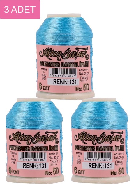 3 Adet Altınbaşak Oya ve Dantel Ipi 20 gr - Royaleks - No: 131