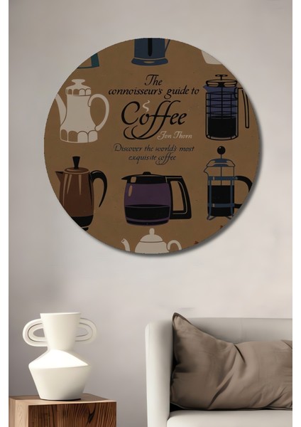 Kahve Tutkusu Dekoratif Ahşap Mdf Ev/işyeri Duvar Tablo Yuvarlak Ev/işyeri Duvar Tablo