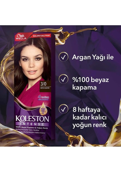 Koleston Intense Saç Boyası 3/0 Koyu Kahve - Salon Kalitesi