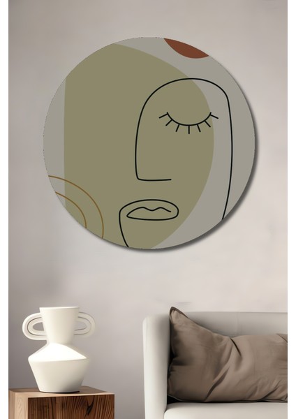 Minimalist Çizgi Sanatı Dekoratif Ahşap Mdf Ev/işyeri Duvar Tablo Yuvarlak Ev/işyeri Duvar Tablo