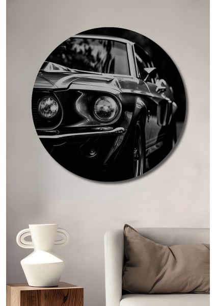 Klasik Araba Zarafeti Dekoratif Ahşap Mdf Ev/işyeri Duvar Tablo Yuvarlak Ev/işyeri Duvar Tablo