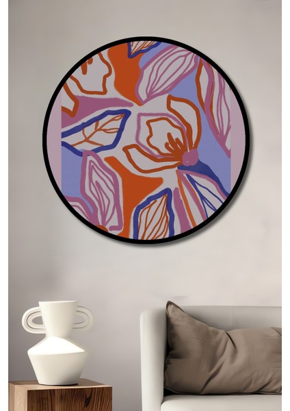 Çerçeve Görünümlü Çiçekli Vahşi Doğa Dekoratif Ahşap Mdf Ev Duvar Tablo Yuvarlak Ev Duvar Tablo