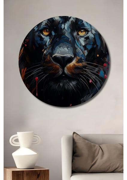 Karizmatik Panter Sanat Ahşap Mdf Dekoratif Ev/işyeri Duvar Tablo Yuvarlak Ev/işyeri Duvar Tablo