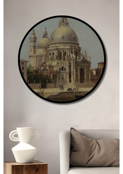 Çerçeve Görünümlü Venedik Ahşap Mdf Dekoratif Ev/işyeri Duvar Tablo Yuvarlak Ev/işyeri Duvar Tablo