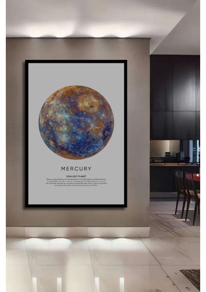 Çerçeve Görünümlü Merkür Gezegen Ahşap Mdf Dekoratif Ev Duvar Tablo Dikdörtgen Ev Duvar Tablo