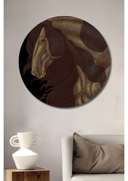 Mitolojik At Dekoratif Ahşap Mdf Ev/işyeri Duvar Tablo Yuvarlak Ev/işyeri Duvar Tablo