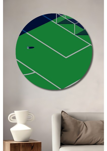 Yeşil Saha Futbol Sanatı Dekoratif Ahşap Mdf Ev/işyeri Duvar Tablo Yuvarlak Ev/işyeri Duvar Tablo