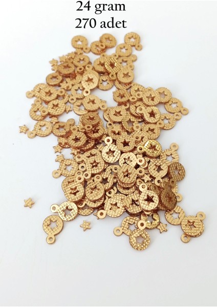 Oya Abiye Bileklik Kolye Pleksi Metalik Plastik Pul Altın Renk 24 Gram 270 Adet - BNC537