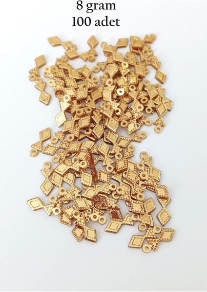Oya Abiye Bileklik Kolye Pleksi Metalik Plastik Pul Altın Renk 8 Gram 100 Adet - BNC476