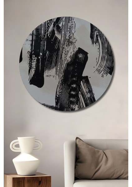 Soyut Fırça Vuruşları Dekoratif Ahşap Mdf Ev/işyeri Duvar Tablo Yuvarlak Ev/işyeri Duvar Tablo