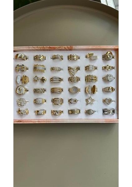 36'lı Iki Renkli Yüzük - Altın