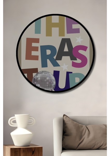 Çerçeve Görünümlü The Eras Tour Ahşap Mdf Dekoratif Ev Duvar Tablo Yuvarlak Ev Duvar Tablo