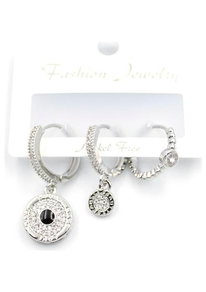 3'lü Nazar Küpe - Gümüş