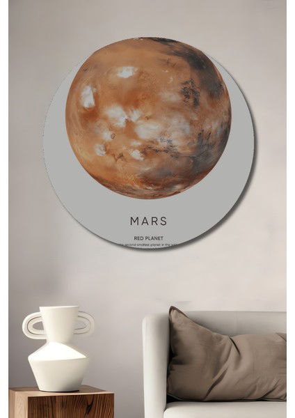 Kızıl Gezegen Mars Ahşap Mdf Dekoratif Ev/işyeri Duvar Tablo Yuvarlak Ev/işyeri Duvar Tablo