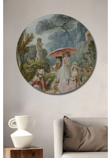 Romantik Bahçe Zarafeti Dekoratif Ahşap Mdf Ev/işyeri Duvar Tablo Yuvarlak Ev/işyeri Duvar Tablo
