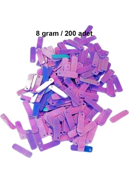 Mor 15 x 5 mm Dantel Oya Yazma Halhal Abiye Lazer Kesim Pul 200 Adet / 8 Gram