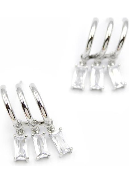 Büyük Baget Taşlı Küpe - Gümüş fiyatları