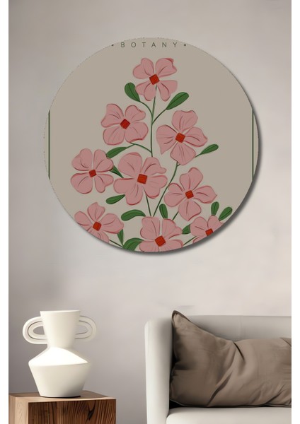 Çiçekli Botanik Dekoratif Ahşap Mdf Ev/işyeri Duvar Tablo Yuvarlak Ev/işyeri Duvar Tablo