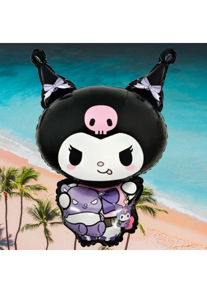 Folyo Balon Kuromi Temalı 80X50 cm Mor-Siyah Tonlarında Doğum Günü Balonu