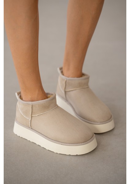 Luniva Içi Kürklü Kalın Taban Kadın Bot- Bej Süet fiyatları