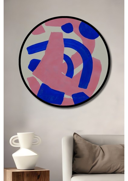 Çerçeve Görünümlü Soyut Geometri Dekoratif Ahşap Mdf Ev Duvar Tablo Yuvarlak Ev Duvar Tablo