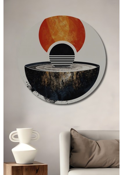 Soyut Güneş Dekoratif Ahşap Mdf Ev/işyeri Duvar Tablo Yuvarlak Ev/işyeri Duvar Tablo