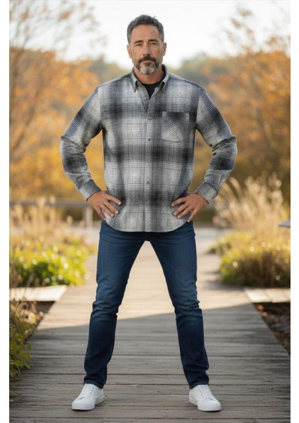 Kışlık Pamuklu Uzun Kollu Cepli Hakiki Oduncu Gömlek (Regular Kalıp)