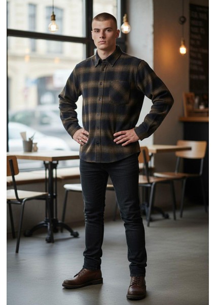 Kışlık Pamuklu Uzun Kollu Cepli Hakiki Oduncu Gömlek (Regular Kalıp)