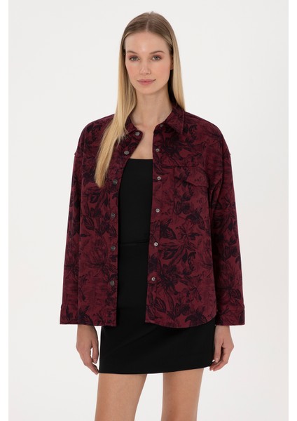 Kadın Plum Gömlek Desenli 50310568-VR177