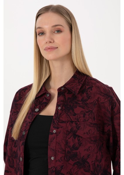 Kadın Plum Gömlek Desenli 50310568-VR177 fiyatları