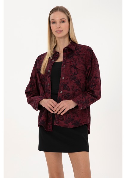 Kadın Plum Gömlek Desenli 50310568-VR177 modelleri
