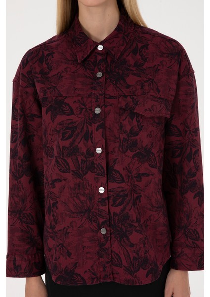 Kadın Plum Gömlek Desenli 50310568-VR177