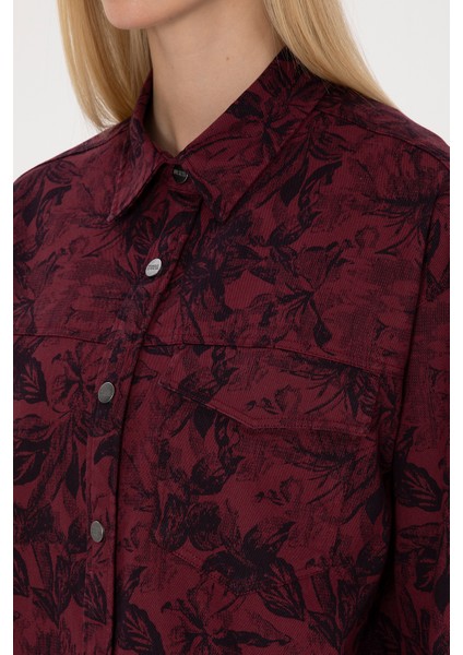 Kadın Plum Gömlek Desenli 50310568-VR177